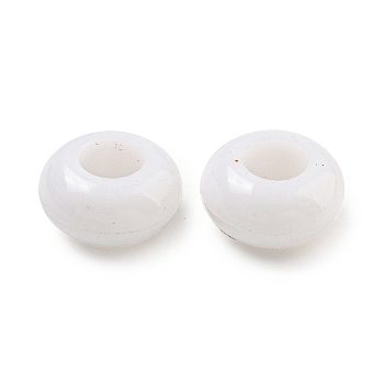 Opaque Acrylic European Beads, Large Hole Beads, Rondelle, White, 11x5.5mm, Hole: 5mm, about 1315pcs/500g