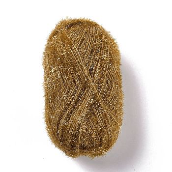 Polyester Crochet Yarn, Sparkling Scrubby Yarn, for Dish Scrubbies, Dishcloth, Decorating Crafts Knitting, Dark Goldenrod, 10~13x0.5mm, 218.72 yard(200m)/roll