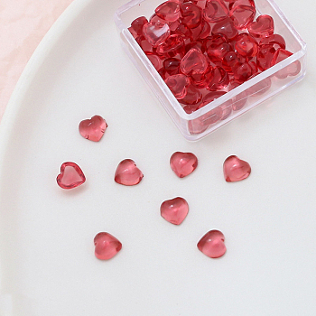 Transparent Resin Cabochons, Imitation Cat Eye, for Ghost Witch Baroque Pearl Making, Heart, Red, 6x6x3mm