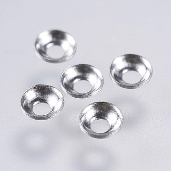 Apetalous 316 Surgical Stainless Steel Bead Caps, Stainless Steel Color, 3x1mm, Hole: 1mm