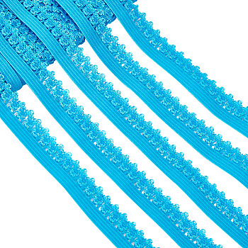 Polyester Elastic Cords with Single Edge Trimming, Flat, with Cardboard Display Card, Royal Blue, 13mm