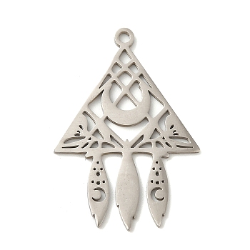 201 Stainless Steel Pendants, Triangle Rocket Pendant, Stainless Steel Color, 30x20.5x1mm, Hole: 1.6mm