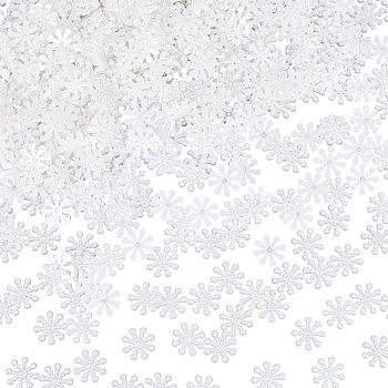 500Pcs ABS Plastic Imitation Pearl Cabochons, Snowflake, White, 15x2.5mm, Hole: 2mm
