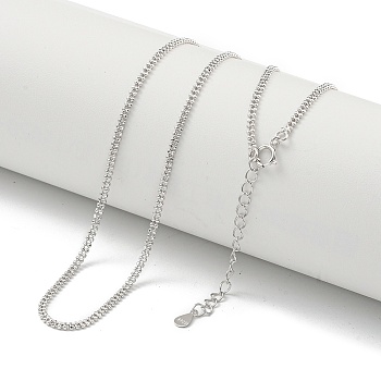 925 Sterling Silver Double Ball Chain Necklaces, Real Platinum Plated, 15.79 inch(40.1cm)