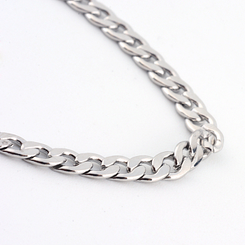 201 Stainless Steel Curb Chains  Necklaces, with Lobster Claw Clasps, Stainless Steel Color, 23.6 inch(60cm), 3mm