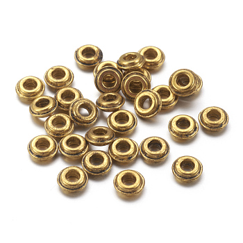 Tibetan Style Alloy Spacer Beads, Cadmium Free & Lead Free, Rondelle, Antique Golden, Lead Free, 6x2.5mm, Hole: 2.4mm