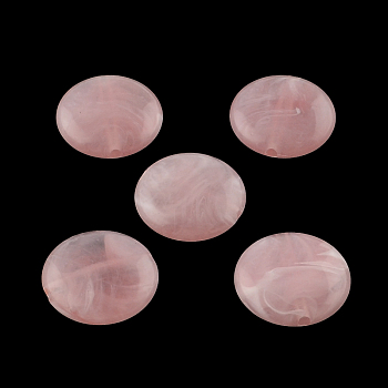 Flat Round Imitation Gemstone Acrylic Beads, Pearl Pink, 22x8.5mm, Hole: 2mm, about 190pcs/500g