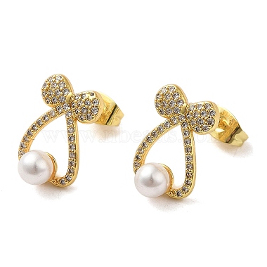 Clear Bowknot Brass Stud Earrings