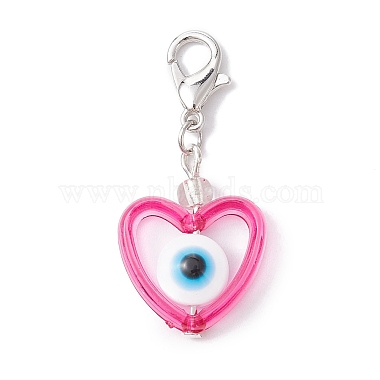 Heart with Evil Eye Resin & Acrylic Pendant Decorations(HJEW-JM01402)-2