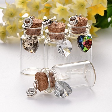 60mm Mixed Color Bottle Alloy+Glass Dangle Beads
