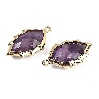 Natural Amethyst Faceted Leaf Pendants(G-I375-04G-11)-2