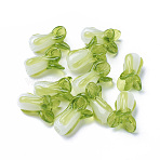 Handmade Lampwork Beads, Chinese Cabbage, Light Green, 19~21x12~14mm, Hole: 1.6mm(LAMP-L075-092B)