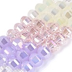 Electroplate Mixed Styles Glass Beads Strands, Lantern, Faceted, Mixed Color, 8~8.5x6~6.5mm, Hole: 1~1.4mm, about 52~56pcs/strand, 13.58~14.37 inch(34.5~36.5cm)(EGLA-N022-14A-A01)