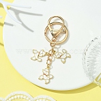 Alloy Enamel Keychain, with Iron Findings, Dog, White, 8.8cm(KEYC-YW00027-01)