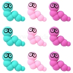 6Pcs 3 Colors Silicone Beads, DIY Necklaces and Bracelets Making, Caterpillar, Mixed Color, 22.5x29x14mm, Hole: 3mm, 2pcs/color(SIL-YW0002-18)