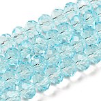 Transparent Baking Paint Glass Beads, Faceted, Rondelle, Sky Blue, 8x6mm, Hole: 1.4mm(X1-DGLA-A034-T8mm-D12)