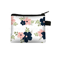 Flower Pattern Cartoon Style Polyester Clutch Bags, Change Purse with Zipper & Key Ring, for Women, Rectangle, White, 13.5x11cm(PAAG-PW0016-15E)