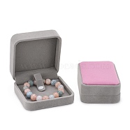 Square Velvet Bracelet/Bangle Boxes, Jewelry Gift Boxes, Gray, 9x9x4.1cm(X-VBOX-D007-02B)