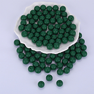 Round Silicone Focal Beads, Chewing Beads For Teethers, DIY Nursing Necklaces Making, Dark Green, 15mm, Hole: 2mm(SI-JX0046A-127)