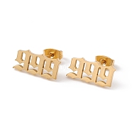 Angel Number Earrings, 304 Stainless Steel Stud Earrings for Women, Num.9, 7x15mm, Pin: 0.7mm(EJEW-F286-01I-G)