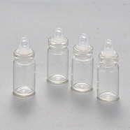 Glass Vials, with Plastic Plug, Wishing Bottles, for  Seed Beads Storage, Clear, 28~29x11mm, Hole: 3mm, Capacity: 1.5ml(0.05 fl. oz)(X-CON-N010-01)
