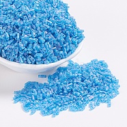 MIYUKI Quarter TILA Beads, Japanese Seed Beads, 2-Hole, (QTL149FR) Matte Transparent Capri Blue AB, 5x1.2x1.9mm, Hole: 0.8mm, about 480pcs/10g(X-SEED-J020-QTL149FR)