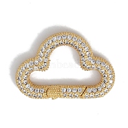 Rack Plating Brass Micro Pave Cubic Zirconia Spring Gate Rings Clasps, Cadmium Free & Lead Free, Long-Lasting Plated, Cloud, Clear, 17x25x3mm(KK-NH0002-05G-01)