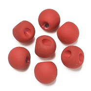 Rubberized Acrylic Beads, Round, Top Drilled, Indian Red, 18x18x18mm, Hole: 3mm(OACR-G012-05A)