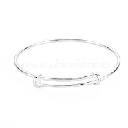 Electrophoresis Iron Expandable Bangle Making, Adjustable Wire Blank Bracelet for DIY Jewelry Making, Long-Lasting Plated, Silver, 0.2cm, Inner Diameter: 2-3/8 inch(5.9cm)(BJEW-S146-01)