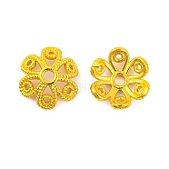 Brass Bead Caps, 6-Petal Flower, Lead Free & Cadmium Free, Golden, 10x3mm, Hole: 1mm(KK-G502-07G)