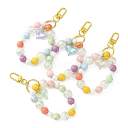 Resin & Acrylic Beaded Wristlet Charm Keychains, with Alloy Swivel Clasps, Heart, Mixed Color, 13cm(KEYC-JKC00496)