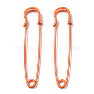 Spray Painted Iron Safety Pins, for Brooch Making, Kilt Needles, Dark Orange, 75x17x6mm, Hole: 4.5mm, Pin: 1.5mm(IFIN-T017-09L)