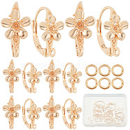 20Pcs Brass Leverback Earring Findings, with Horizontal Loops, Flower, with 40Pcs Open Jump Rings, Real 18K Gold Plated, 17x8mm, Hole: 1.5mm(KK-CN0002-12)