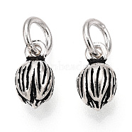 925 Sterling Silver Flower Charms with 925 Stamp & Jump Rings, Antique Silver, 10x5.5x5.5mm, Hole: 4mm(STER-T007-56AS)