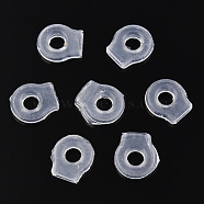Comfort Silicone Clip on Earring Pads, Soft Anti-pain Pocket Style Cushions for for Clip-on Earrings, Clear, 7x6x2mm, Hole: 0.5x3mm and 2.5mm(SIL-T003-04)