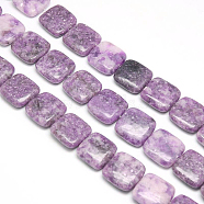 Natural Lilac Jade Beads Strands, Flat Slice Square Beads, 20x20x6mm, Hole: 1mm, about 20pcs/strand, 15.74 inch(G-L253-03)
