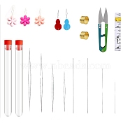 Stainless Steel Sewing Tool Kits, including Collapsible Big Eye Needle, Needle, Thread Guide, Thimble, Scissor, Tape Measure, Mixed Color, 5.8~10.2cm, 40pcs/set(SENE-PW0013-02A)