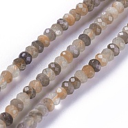 Natural Black Sunstone Beads Strands, Faceted, Rondelle, 4.9~5.5x3~3.5mm, Hole: 1mm; about 113pcs/strand, 15.2 inches(38.7cm)(G-L492-05A)