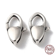 925 Thailand Sterling Silver Lobster Claw Clasps, Triangle, with 925 Stamp, Antique Silver, 12x7.5x3.5mm, Hole: 1mm(STER-D003-52P)