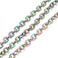 Vacuum Plating 304 Stainless Steel Cable Chains, Oval, Unwelded, with Spool, Rainbow Color, 5x4x0.5mm, about 32.81 Feet(10m)/Roll(CHS-K016-01MC)