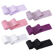 6 Rolls 6 Colors Polyester Ribbons, Raw Edges, Mixed Color, 2 inch(50mm), about 3 yards/roll, 1 roll/color(OCOR-BC0006-36C)