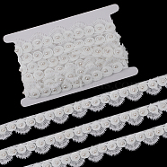 2.7~3 Yards Polyester Lace Trim, Flower Lace Ribbon with Imitation Pearl Beads, White, 1-1/4 inch(31mm)(SRIB-GF0001-30)