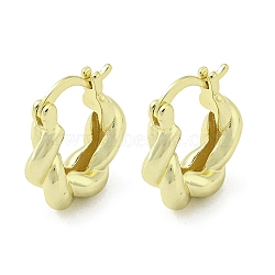 Rack Plating Brass Twist Rope Hoop Earrings, Cadmium Free & Lead Free, Real 18K Gold Plated, 23.5x7mm(EJEW-Z035-01G)