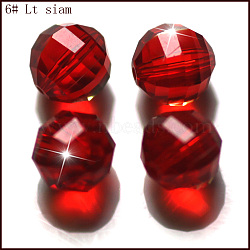 K9 Glass, Imitation Austrian Crystal Beads, Grade AAA, Faceted, Round, Red, 6mm, Hole: 0.7~0.9mm(SWAR-F079-6mm-06)