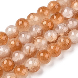 Crackle Baking Painted Imitation Jade Glass Beads Strands, Two Tone, Round, Chocolate, 6mm, Hole: 1.2mm, about 147pcs/strand, 31.10''(79cm)(DGLA-T003-6mm-08)