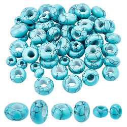 Elite 60Pcs 3 Style Synthetic Turquoise Beads, Dyed, Rondelle, 8~14x5.5~7.5mm, Hole: 2.5~6mm, 20pcs/style(TURQ-PH0001-03)