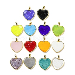 Handmade Lampwork Pendants, with Brass Findings, Long-Lasting Plated, Lead Free & Cadmium Free, Heart Charms, Mixed Color, 31~32x31~31.5x5mm, Hole: 6.5x4mm(LAMP-M017-01)