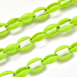 Spray Painted Alloy Cable Chains, Cadmium Free & Lead Free, with Spool, Unwelded, Green Yellow, Links: 16x11.5x5.5mm(LCHA-L001-02I)
