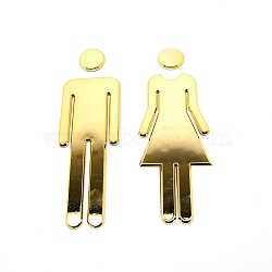 ABS Male & Female Bathroom Sign Stickers, Public Toilet Sign, for Wall Door Accessories Sign, Gold, Male: 195x61x4mm, Female: 190x70x3.7mm(DIY-WH0181-20A)