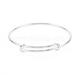 Electrophoresis Iron Expandable Bangle Making, Adjustable Wire Blank Bracelet for DIY Jewelry Making, Long-Lasting Plated, Silver, 0.2cm, Inner Diameter: 2-3/8 inch(5.9cm)(BJEW-S146-01)